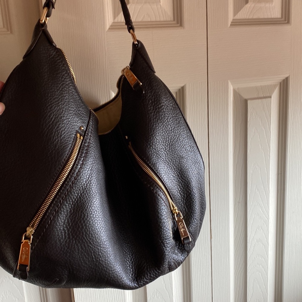 Cole Hawn  Chocolate Brown Leather Boho Style Purse